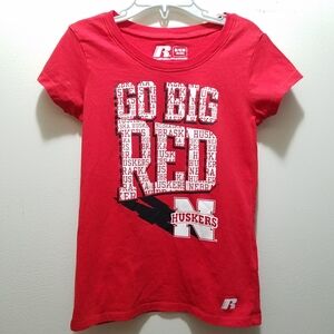 Nebraska Cornhuskers Russell Athletic Kids Red Huskers Shirt Small Girls